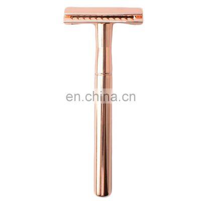 Skin Care Reusable Sustainable Eco Friendly Stainless Steel Rose Gold Double Edge Safety Shaving Razor