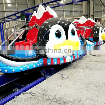 Kiddy amusement park equipment mini roller coaster penguin pulley for sale