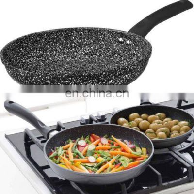 Light Weight  Non Stick Die Cast Aluminum Thick Bottom Marble Coating Round Frying Pan