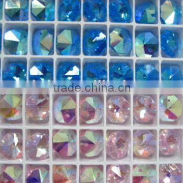 OCTAGON SHAPE GLASS BEADS, 14MM CRYSTAL GLASS BEADS SOME WITH AB SOME WITHOUT AB RAINBOW