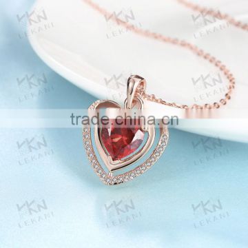 Pretty Heart Shape red zircon Jewelery Necklace Pendant