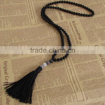 NE2364-3 natural semi precious gemstone necklace,tassel necklace with CZ paved bead                        
                                                Quality Choice