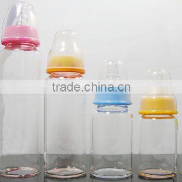 cheap 120ml 180ml 240ml borosilicate glass baby feeding bottles with caps