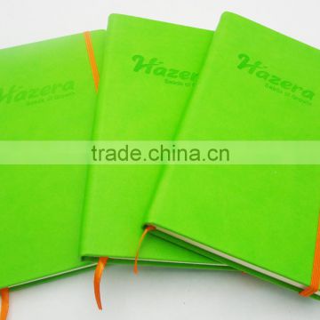 green leather with orange elastic band customized design your own notebook