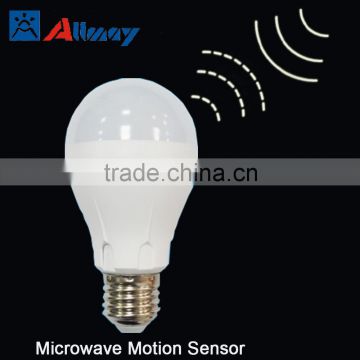 New shape microwave motion sensor led bulb 4W 7W high lumen sensitive led bulb auto on off