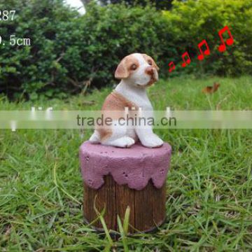 Resin garden singing dog toy decor