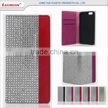 5 inch mobile cell phone case best Austrian diamond PU leather flip cover for samsung galaxy grand i9082