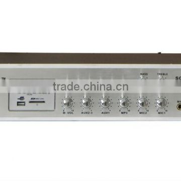 160W 2U Voltage Amplifier with 6-Zone & MP3/FM