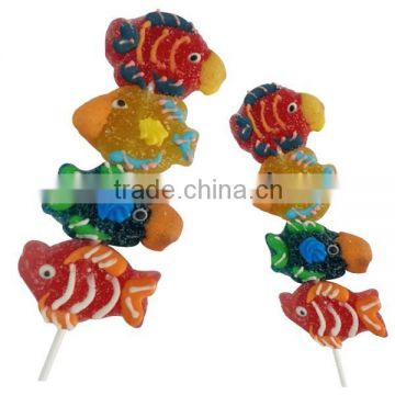Fish Shaped jelly lollipop gummy lollipops