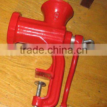 red coated manual meat mincer