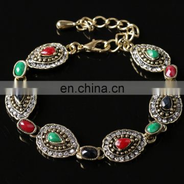 2017 retro style emerald ruby gemstone silver bracelet wholesaler 925 sterling silver jewellery online jewelry