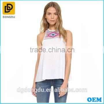 embroidery Signature Cotton sleeveless tank tops for girls factory