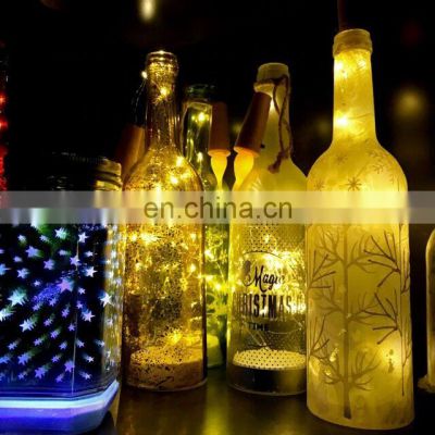 Solar Powered Glass Bulb bottle  bottom String light cork wine led bottle light stopped for Christmas Party
