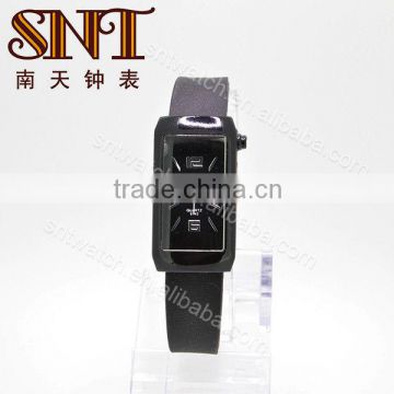 SNT-SI055 black square thin bracelet silicon watch, black color watch, white pointer, bracelet 12mm