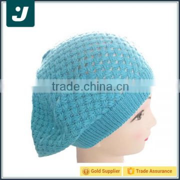 Fashion winter hot sale blue knitted beret with good quality