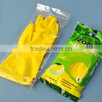 Lined latex household gloves
