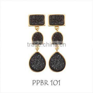 GOLD PLATED EARRING WITH NATURAL STONE