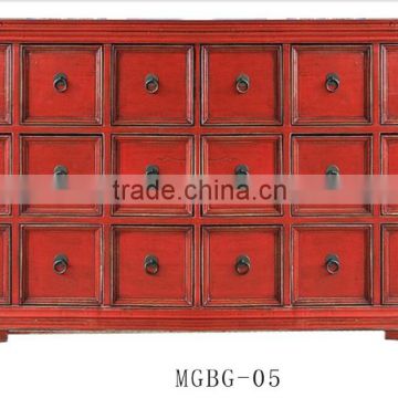 2015 French red 18 drawers reproduction antique medicine cabinet