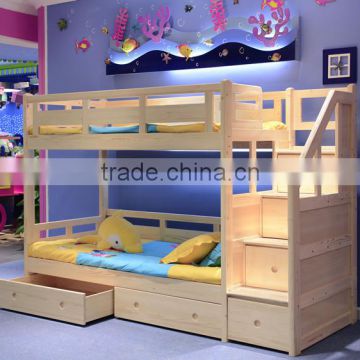 king size wooden bunk bed with stairs