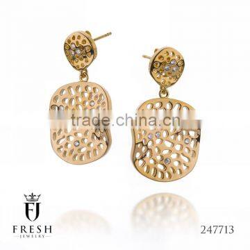 Fashion Gold Plated Earring - 247713 , Wholesale Gold Plated Jewellery, Gold Plated Jewellery Manufacturer, CZ Cubic Zircon AAA