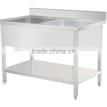 Free standing double bowls commercial kitchen cabinet with sink with backsplash under shelf drainboard alibaba factory