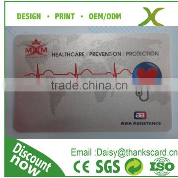 Free Sample..!! Plastic Insurance cards/plastic asia assistance cards