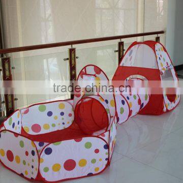 Hot selling spotty Pop up play tent with tunnel set