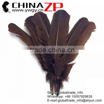 ZPDECOR Factory Wholesale in Stock Dyed Brown Solid Color Turkey Feathers for Girls