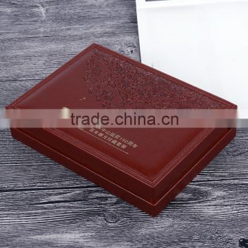Chinese factories wholesale custom luxurious leather jewelry box, deep red beautiful gift box