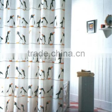 Penguin print PEVA shower curtain and bath accessory
