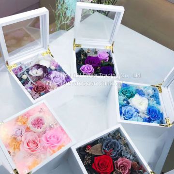 Preserved Flowers Music Box Flower Gift with Lighting for valentine christmas wedding