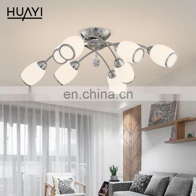 HUAYI Hot Popular Design Iron Glass E14 60w Indoor Living Room Hotel Modern Decorative Led Ceiling Light