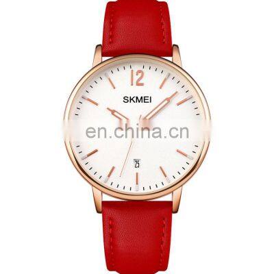 New Arrival Skmei 1724 Women Quartz Watch Lady Wristwatch Leather Strap Simple Design Customized Logo