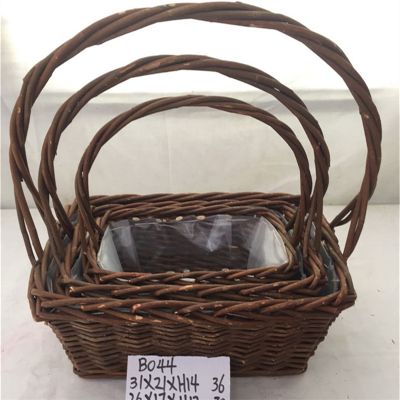 With A Foldable Wood Wicker Basket Arc Top Shape Shopping Vintage Basket