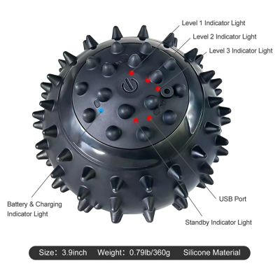Factory Wholesale Electronic Spiky Massage Ball 4 Speeds USB rechargeable foot neck body massage roller