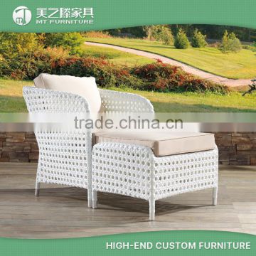 Luxury relax leisure ways garden white wicker rattan chair with hidden ottoman                        
                                                                                Supplier's Choice