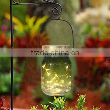 decorative cheap LED solar green glass lights mason jar with firefly lights