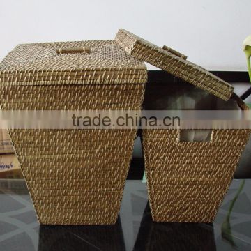 New color new shape and very cheap rattan bamboo laudry baslet with lid