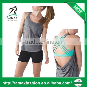 Ramax Custom Women Heather Grey Sexy Backless Tank Tops For Yoga Wear