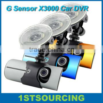 G Sensor X3000 car DVR2.7 inch Dual cameras GPS tracking