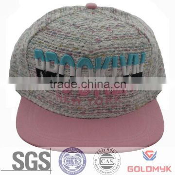 Knitted fabric flat bill cap with embroidery logo