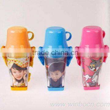 Plastic double-wall cartoon water bottle with cup DIY