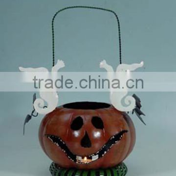 holiday wrought iron candle holder metal hanging lantern pumpkin light halloween decorations