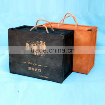The Chinese factory wholesale custom luxury boxes, wooden 6 bottles of red wine champagne beautiful gift box