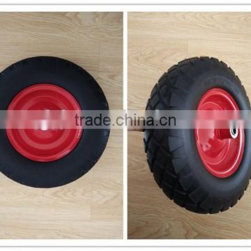 durable 4.80/4.00-8 red metal rim pu foam wheel