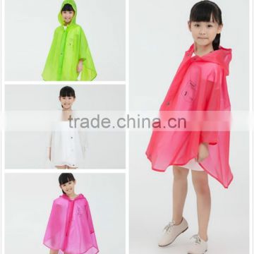 Kids one time Disposable plastic raincoat/rain poncho with customized logo