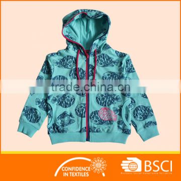 Factory Allover Printing Fish 1-11 Years Kids Hoody Outwear Jacket Cheap Stocklots