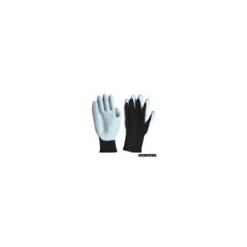 Sell 10g Black Downy Liner Grey Latex Coated Goffered Glove