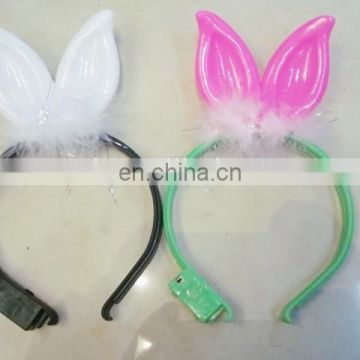 cheap party plastic LED flashing lighted rabbit bunny ear headband PH-0041
