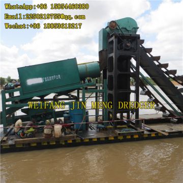 Large Scale River Gold Chain Bucket Line Dredger 200m³/h , 300m³/h